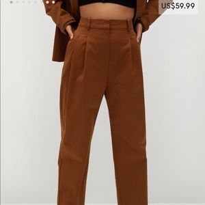 Mango Cotton Pleated Pants